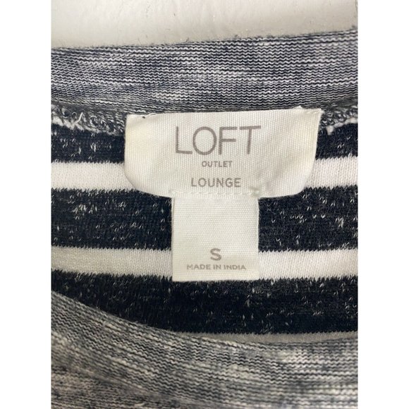 Loft Womens Shirt Adult Size Small Lounge Black White Striped 3/4 Sleeve Blouse - Picture 6 of 7